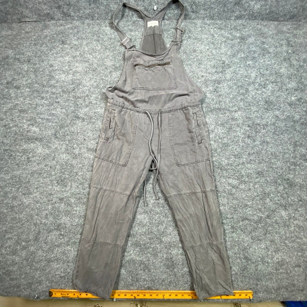 Bella Dahl Grey Rayon Drawstring Overalls Womens‎ Size S B6632-674 Relaxed Bib